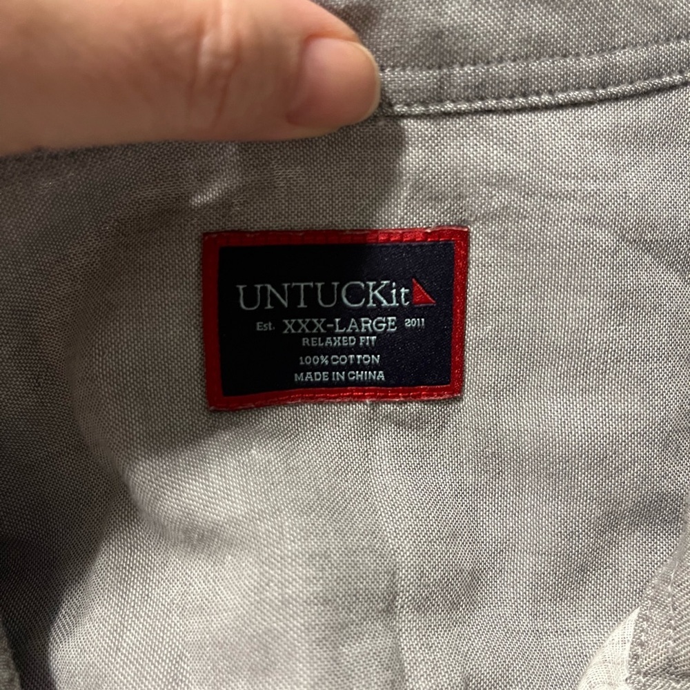UNTUCKit Men's Casual Gray Button-Down Shirt - Picture 4 of 5